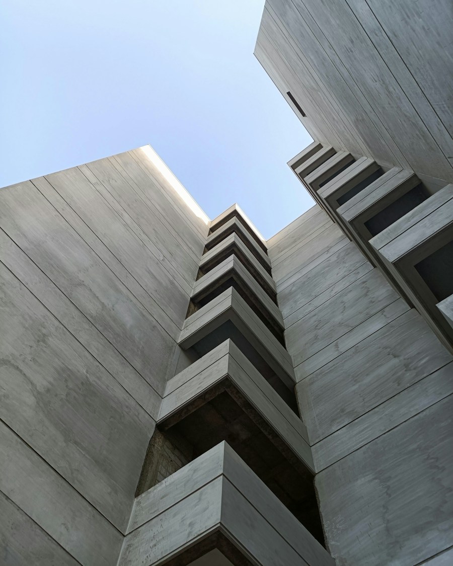 Stacked modern architecture against the sky